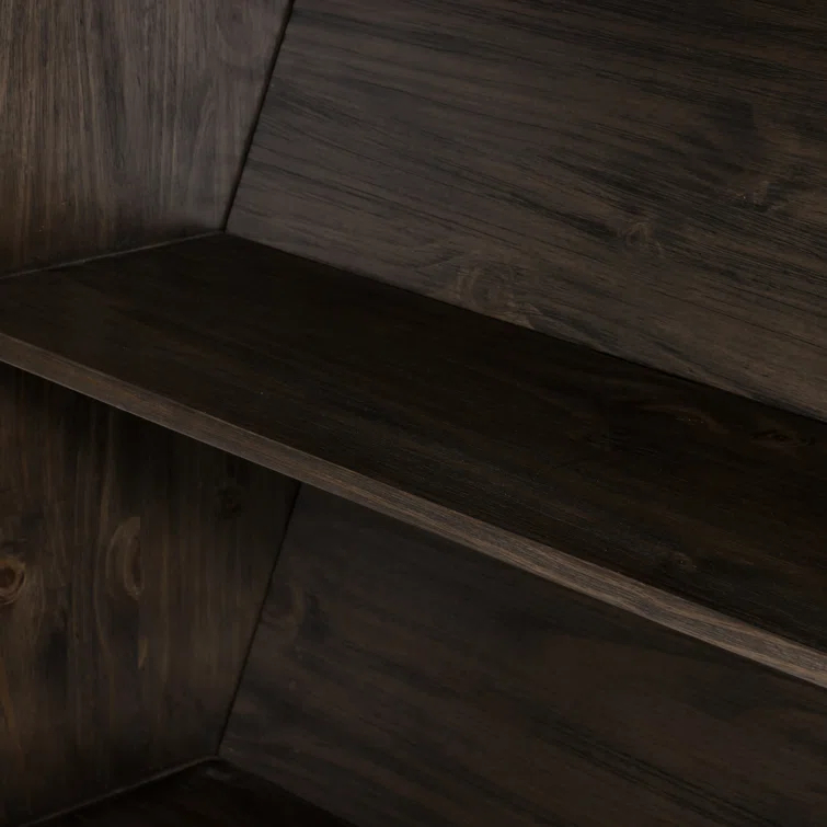 Haiden Dark Charcoal Solid Pine Bookshelf with Ladder