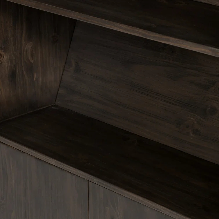 Haiden Dark Charcoal Solid Pine Bookshelf with Ladder