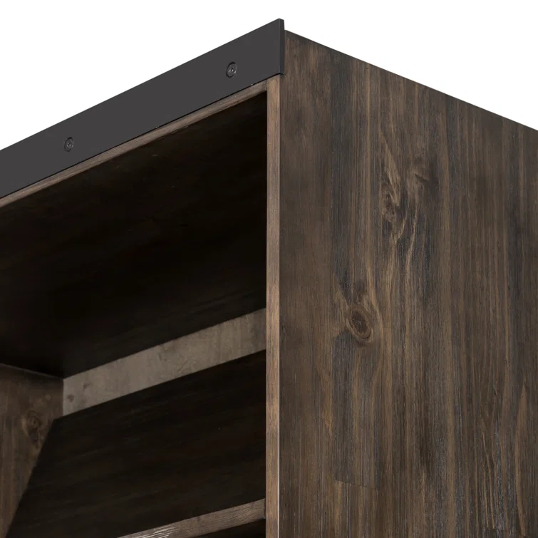 Haiden Dark Charcoal Solid Pine Bookshelf with Ladder