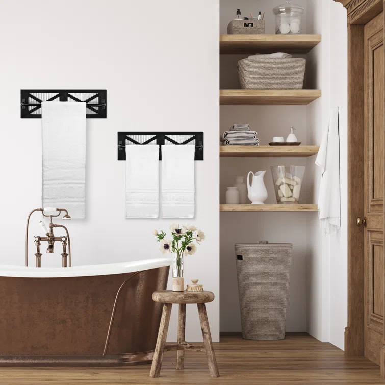 Autumn Alley TRK001ASSBK 18" Wood Wall Mounted Rustic Towel Bar Set