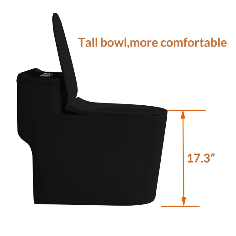 SouNor 1.6 Gallons GPF Elongated Chair Height Floor Mounted One-Piece Toilet (Seat Included)