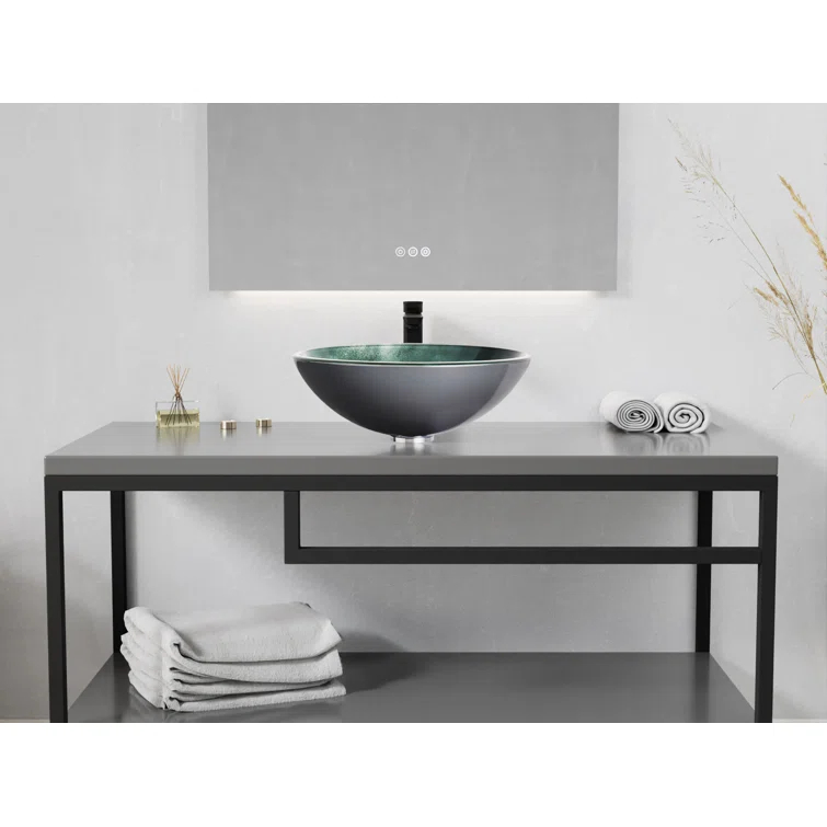 ANZZI LS-AZ917 ANZZI Belissima 16.5'' Stellar Gray Glass Circular Bathroom Sink