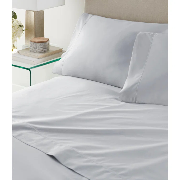 Misty Blue Egyptian-Quality Cotton Percale Standard Pillowcases