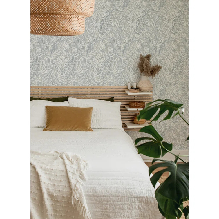 Fildia Light Blue Botanical Non-Pasted Wallpaper Roll