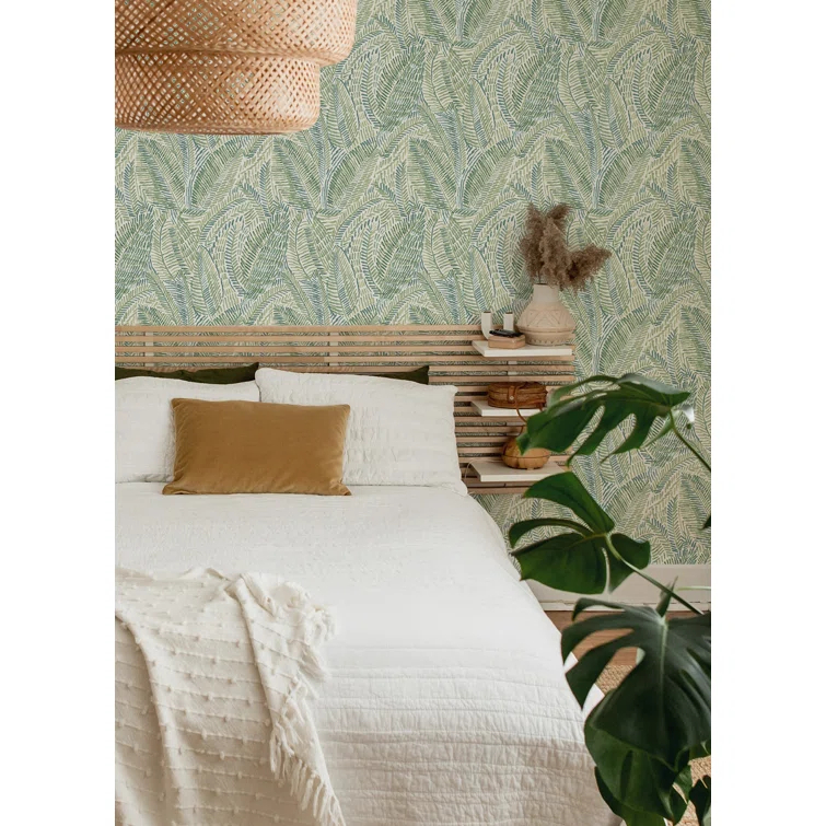 Fildia Green and Blue Botanical Non-Woven Wallpaper Roll
