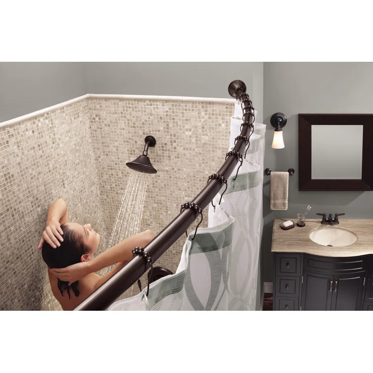 Moen 5-Foot Adjustable Tension Single Curved Shower Curtain Rod