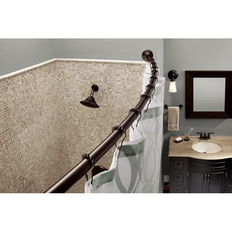 Moen 5-Foot Adjustable Tension Single Curved Shower Curtain Rod