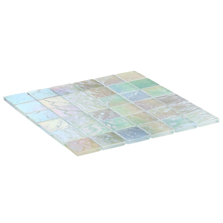 Speckle 11.73" x 11.73" Iridescent 2" Squares Glass Mosaic Wall Tile (0.95 Sq. Ft. / Sheet)