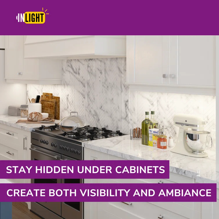 Inlight 5000K Dimmable Under Cabinet LED Lights, selectable inches, Hardwired Only