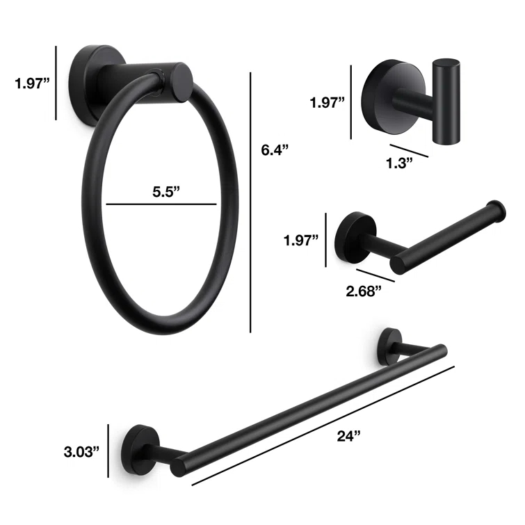 Marmolux Accessories 4 - Piece Bathroom Hardware Set S911-4BK