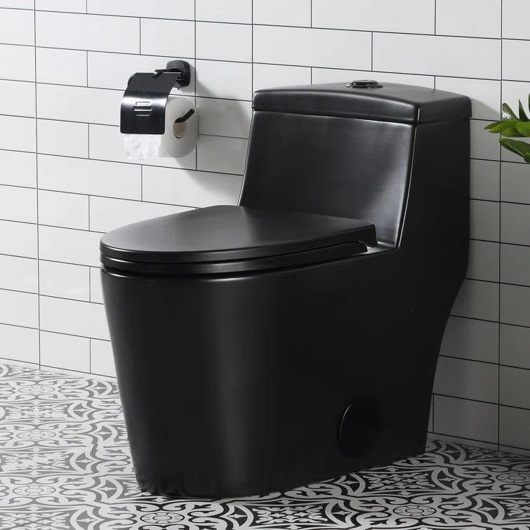 Greta Tornado Powerful Flush One-Piece Toilet, 1.28 GPF Elongated Floor Mounted