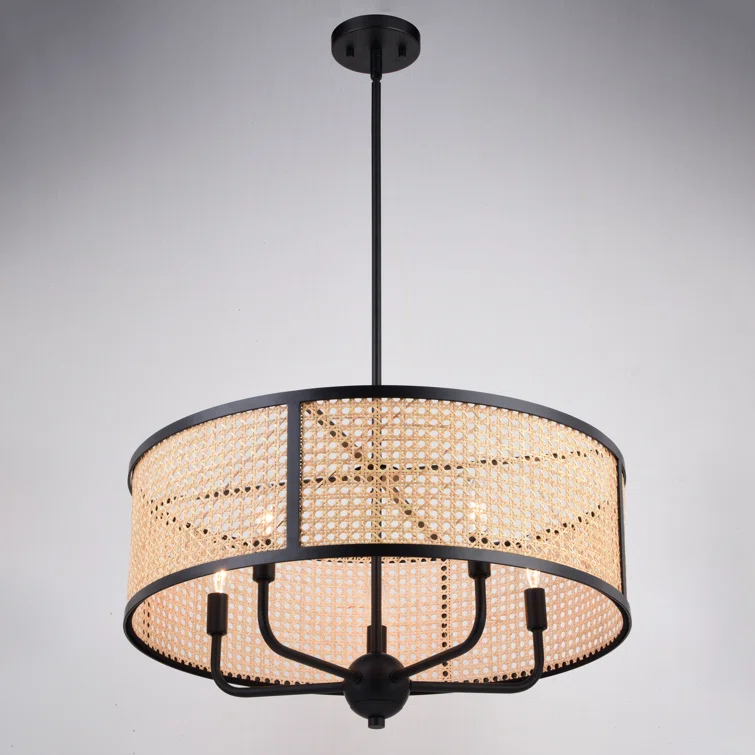 Amoriah 5 - Light Matte Black Drum Pendant