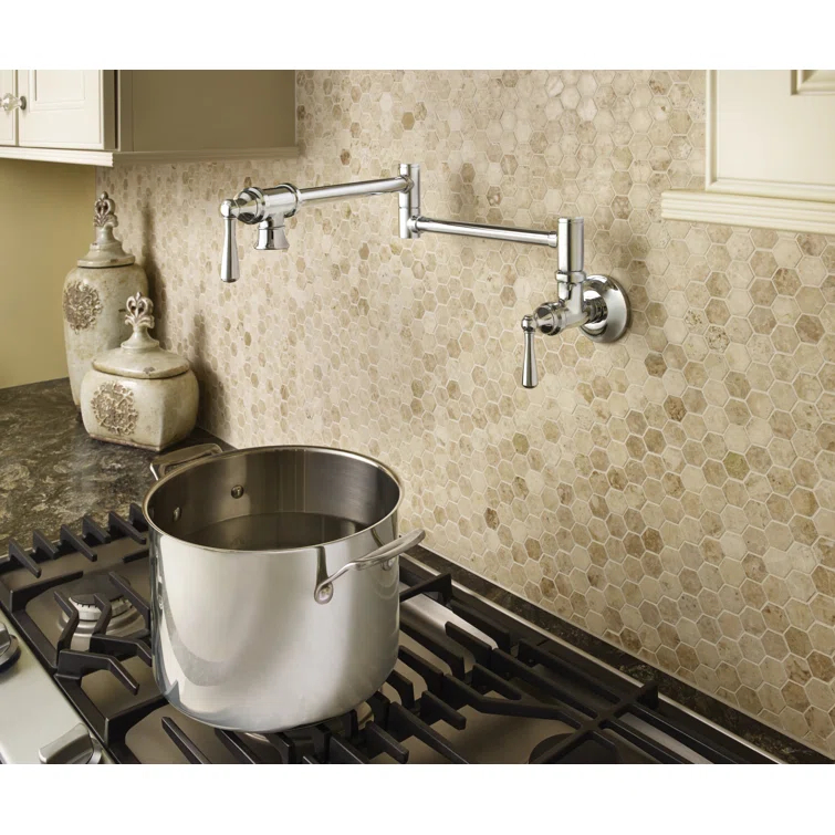 Moen Traditional Wall Mount Swing Arm Folding Pot Filler Kitchen Faucet