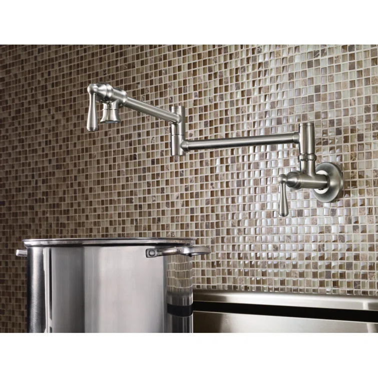 Moen Traditional Wall Mount Swing Arm Folding Pot Filler Kitchen Faucet