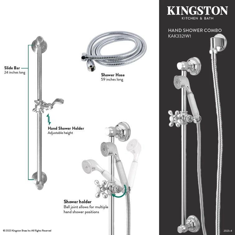 Kingston Brass Kingston Brass Made to Match Shower System with Slide/Grab Bar and Hand Shower KAK3328W8