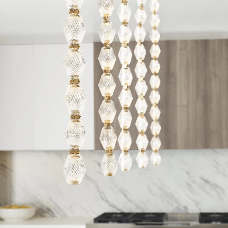 Natural Brass Crystal LED Pendant Light for Indoor/Outdoor