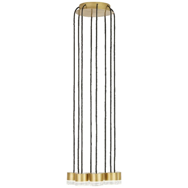 Gable Natural Brass 8-Light Integrated LED Crystal Pendant
