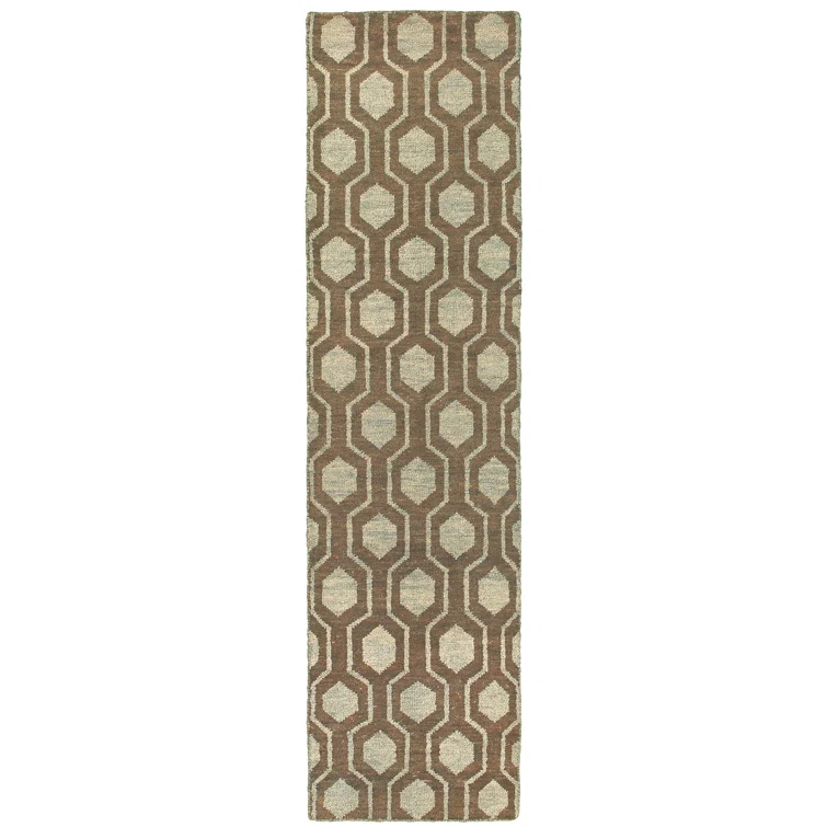 Maddox Geometric Hand-Knotted Wool Brown/Beige Area Rug