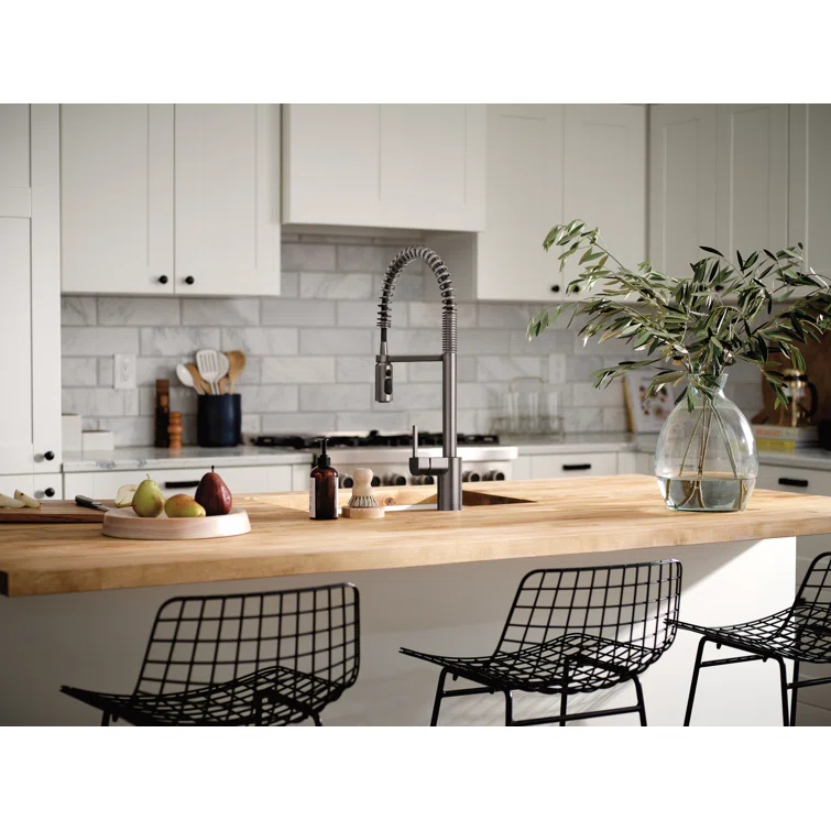 Align One Handle Spring Kitchen Faucet, Modern Single Hole Kitchen Sink Faucet Pulldown Sprayer
