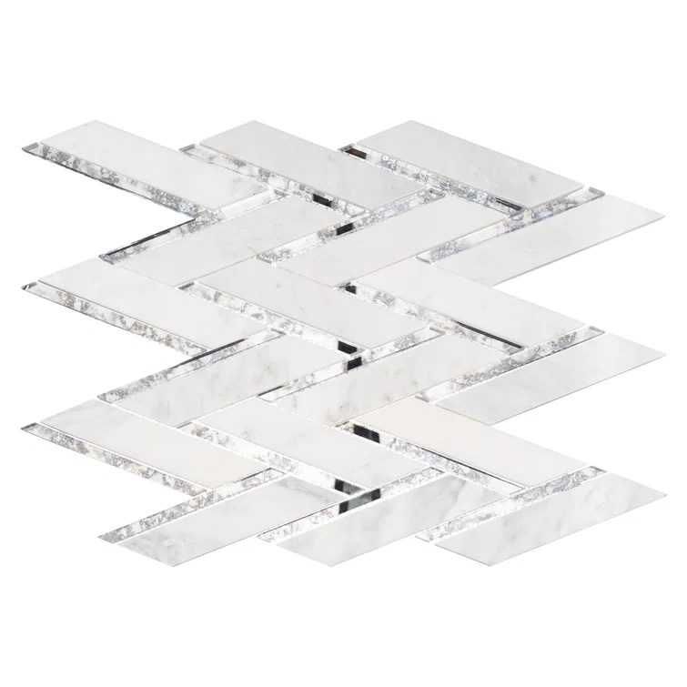 Skylar Stone and Mirror Glass Mosaic Shower Walls, Kitchen Backsplash, Wall and Floor Tile