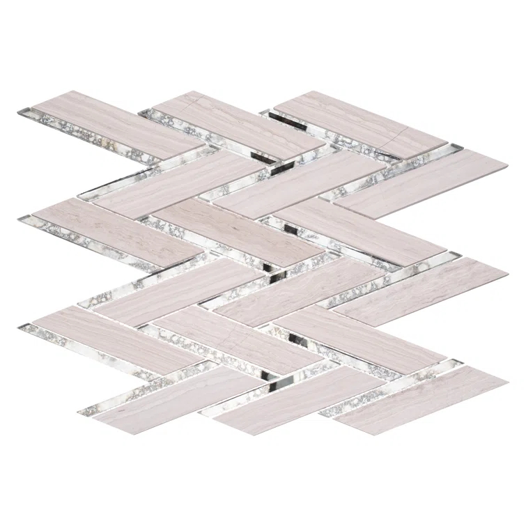 Skylar Stone and Mirror Glass Mosaic Shower Walls, Kitchen Backsplash, Wall and Floor Tile