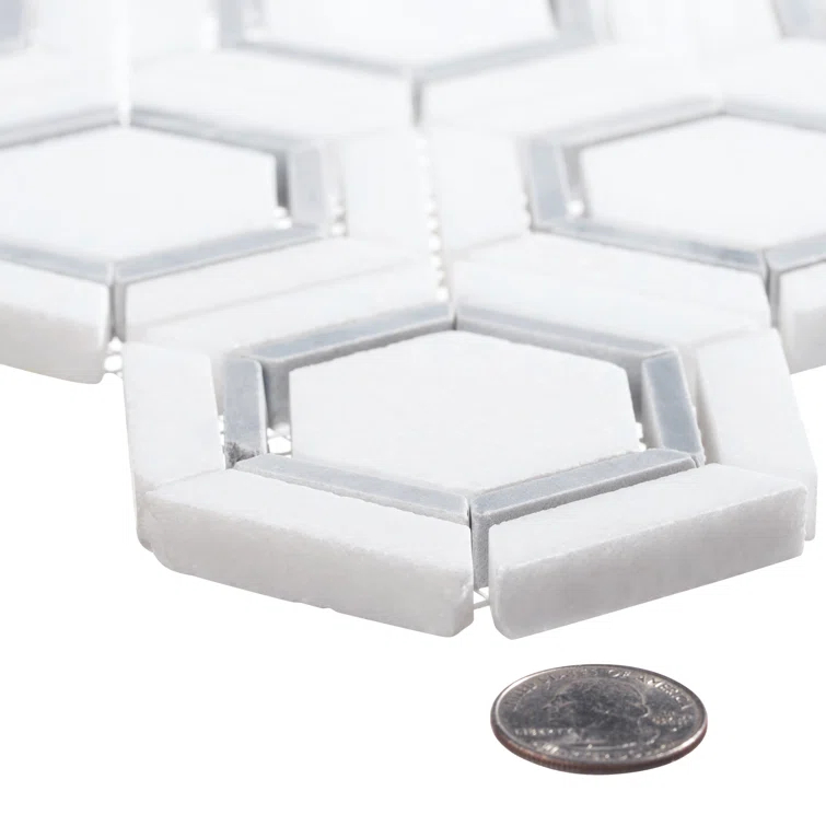 Hexaco Natural Stone Hexagon Mosaic Kitchen Backsplash, Bathroom, Shower, Pool, Wall and Floor Tile