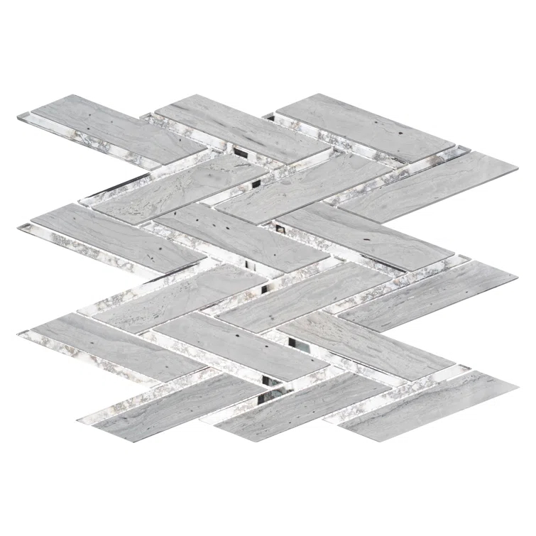 Skylar Stone and Mirror Glass Mosaic Shower Walls, Kitchen Backsplash, Wall and Floor Tile