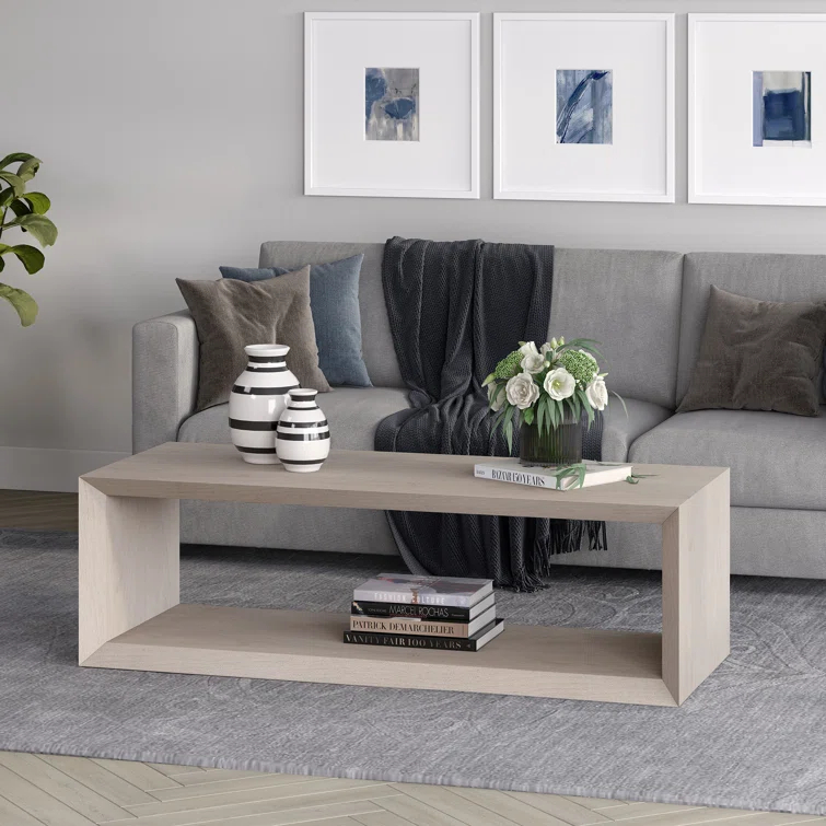 Foxtrot Faux Wood Coffee Table With Shelf