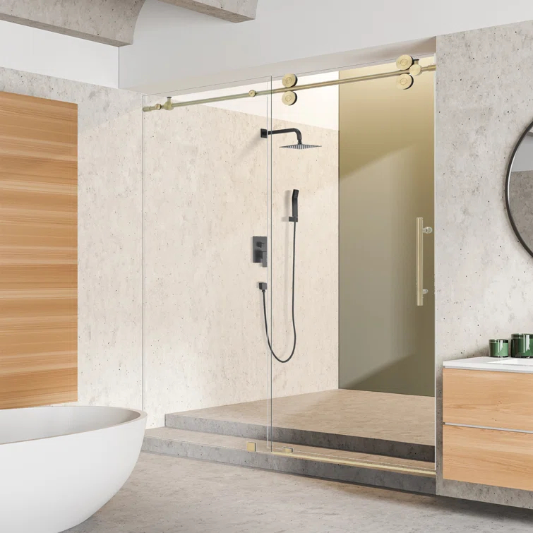64" - 68" W x 78" H Single Sliding Frameless Shower Door