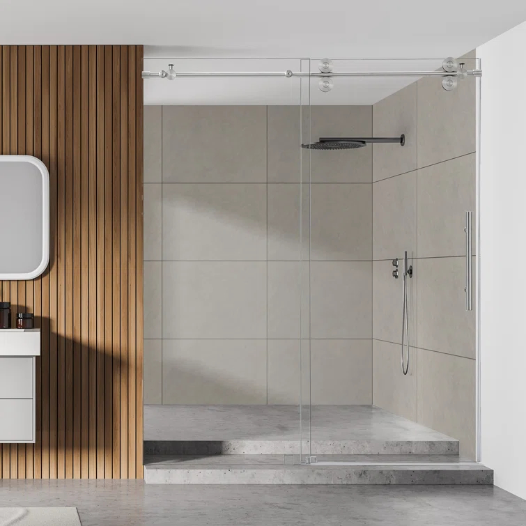 64" - 68" W x 78" H Single Sliding Frameless Shower Door