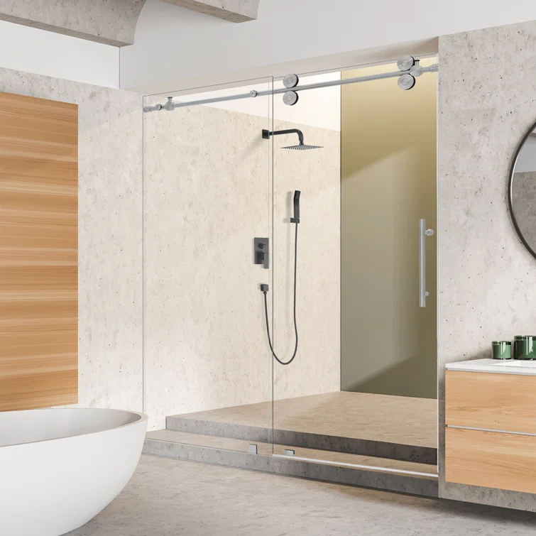 64" - 68" W x 78" H Single Sliding Frameless Shower Door