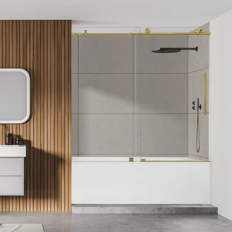 56" - 60" W x 58" H Single Sliding Frameless Tub Door