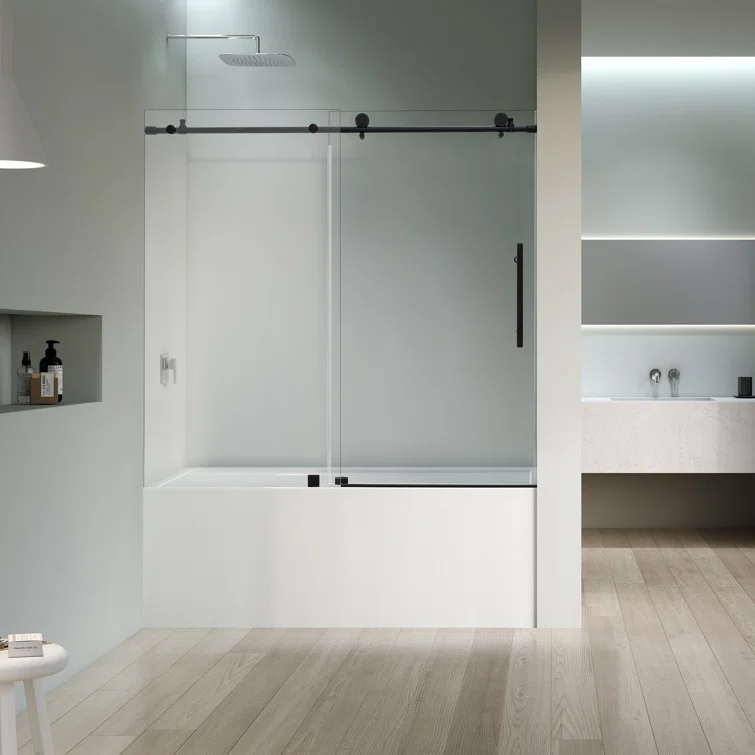 56" - 60" W x 58" H Single Sliding Frameless Tub Door