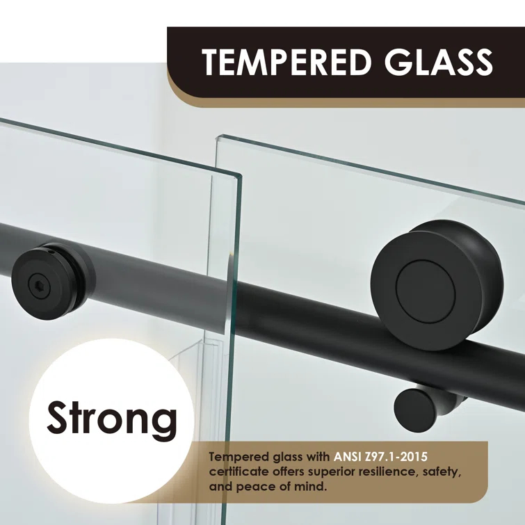 56" - 60" W x 58" H Single Sliding Frameless Tub Door