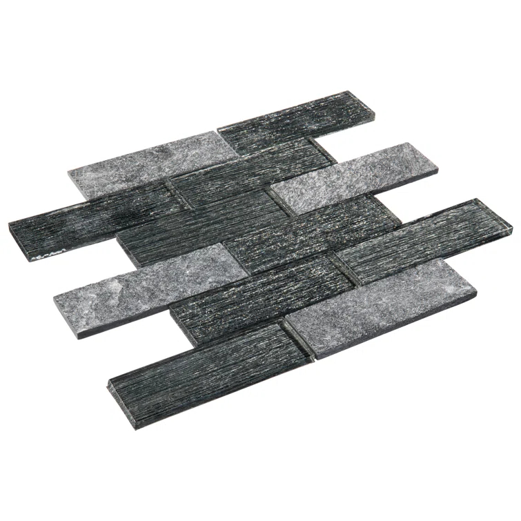 Bovard 2''x 6" Glass Mosaic Kitchen Backsplash, Bathroom, Shower, Wall and Floor Tile