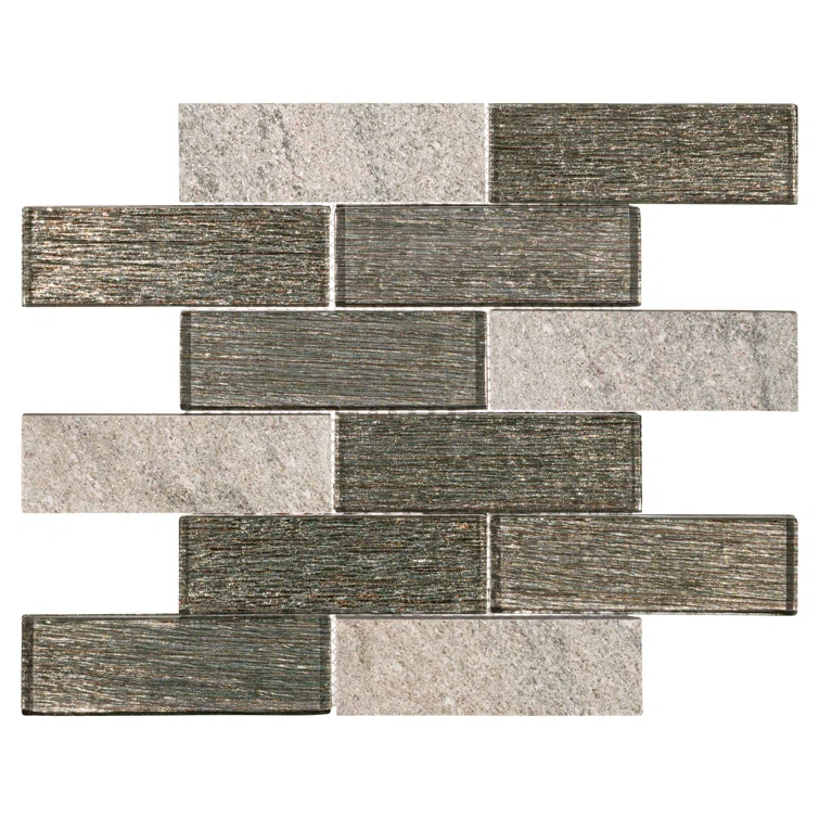 Bovard 2''x 6" Glass Mosaic Kitchen Backsplash, Bathroom, Shower, Wall and Floor Tile