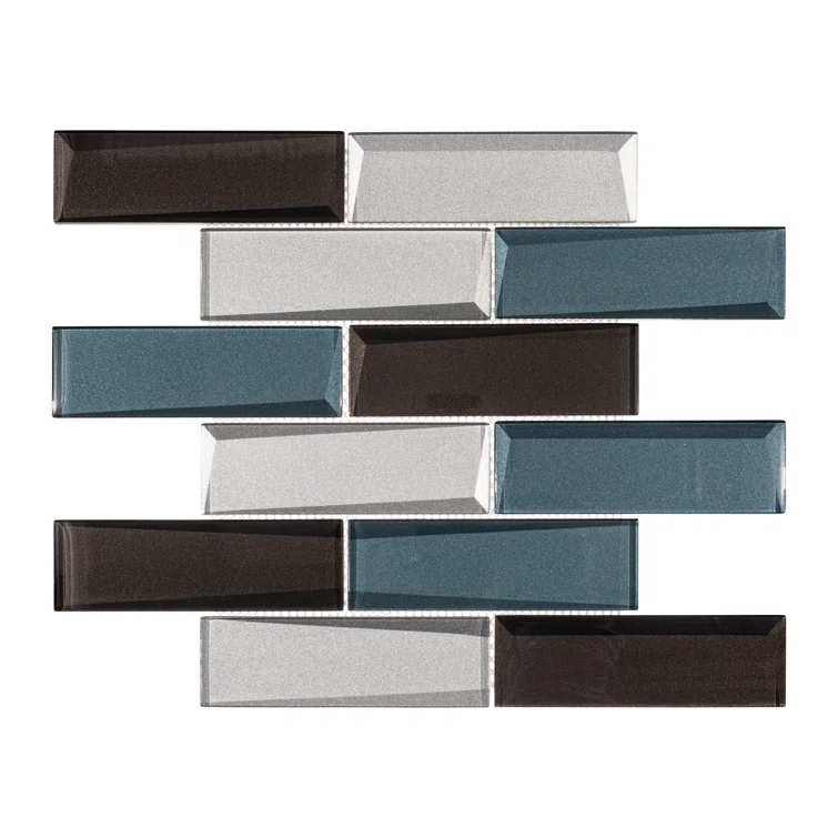 Andova Daazen 2" x 6" Glass Mosaic Kitchen Backsplash, Bathroom, Shower, Wall and Floor Tile