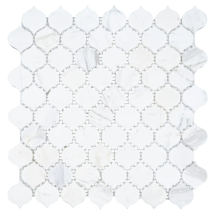 Dayberry 1.5" Marble Arabesque Mosaic Kitchen Backsplash, Bathroom, Shower, Pool, Wall and Floor Tile