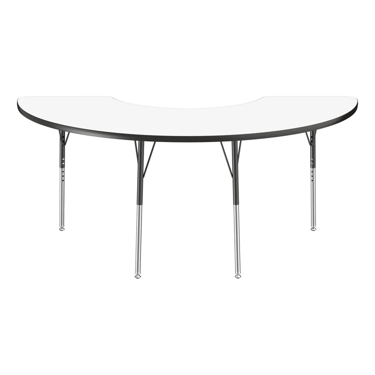 36" x 72" Half Moon T-Mold Activity Table with Adjustable Legs