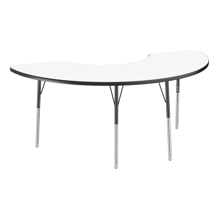 36" x 72" Half Moon T-Mold Activity Table with Adjustable Legs