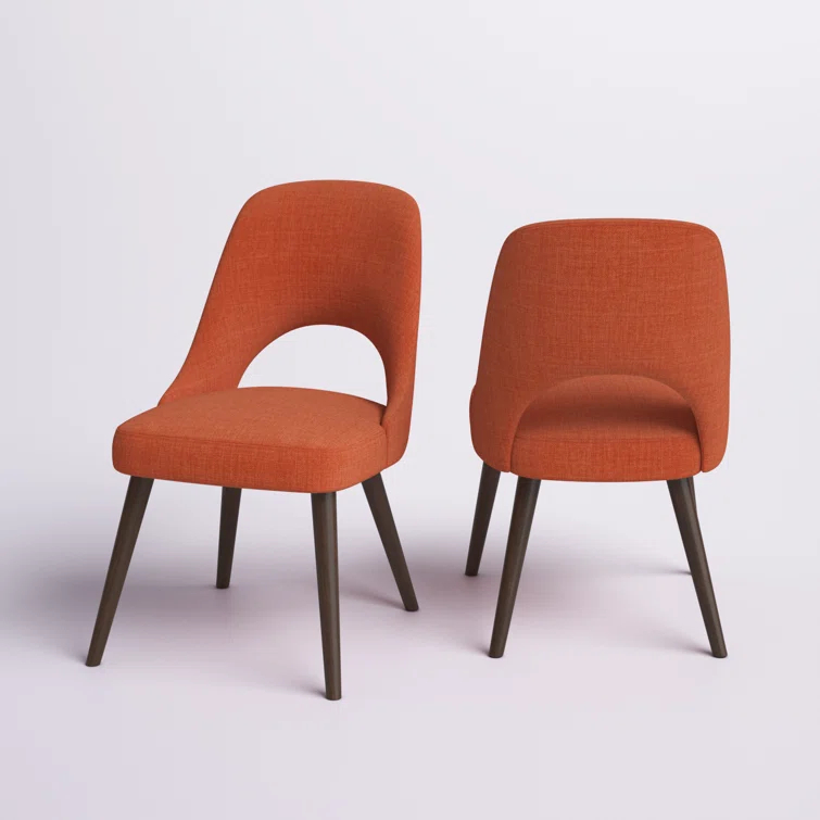 Nola Upholstered Dining Side Chairs with Cutout Back Design