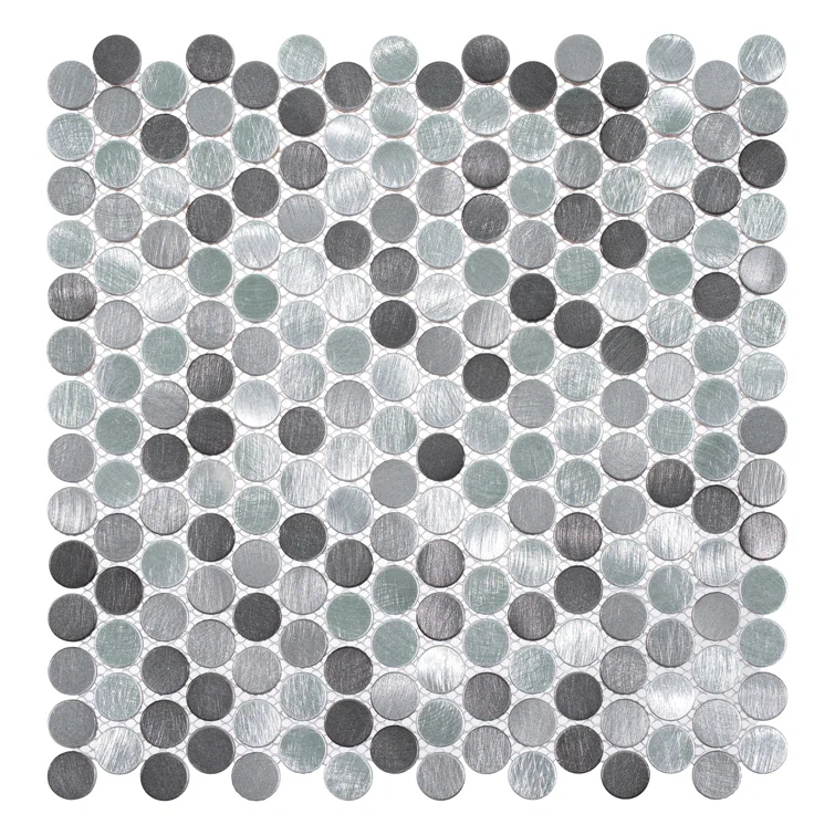 Orb 3/4" Metal Penny Round Mosaic Tile Shower Wall, Kitchen Backsplash and Wall Tile
