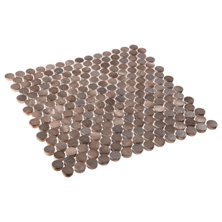 Orb 3/4" Metal Penny Round Mosaic Tile Shower Wall, Kitchen Backsplash and Wall Tile