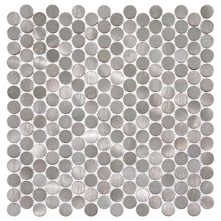 Orb 3/4" Metal Penny Round Mosaic Tile Shower Wall, Kitchen Backsplash and Wall Tile