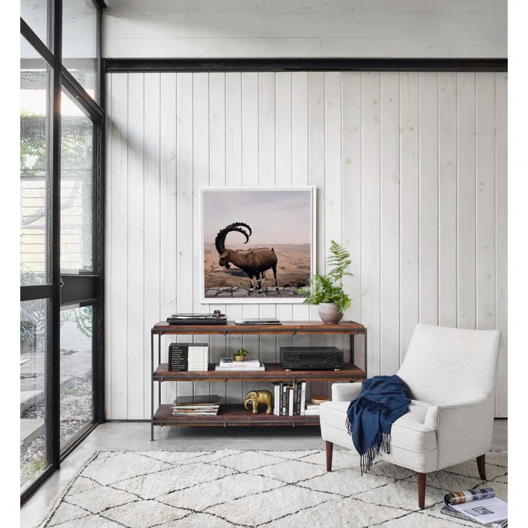 Simien Weathered Hickory 60" Media Console with Iron Detailing