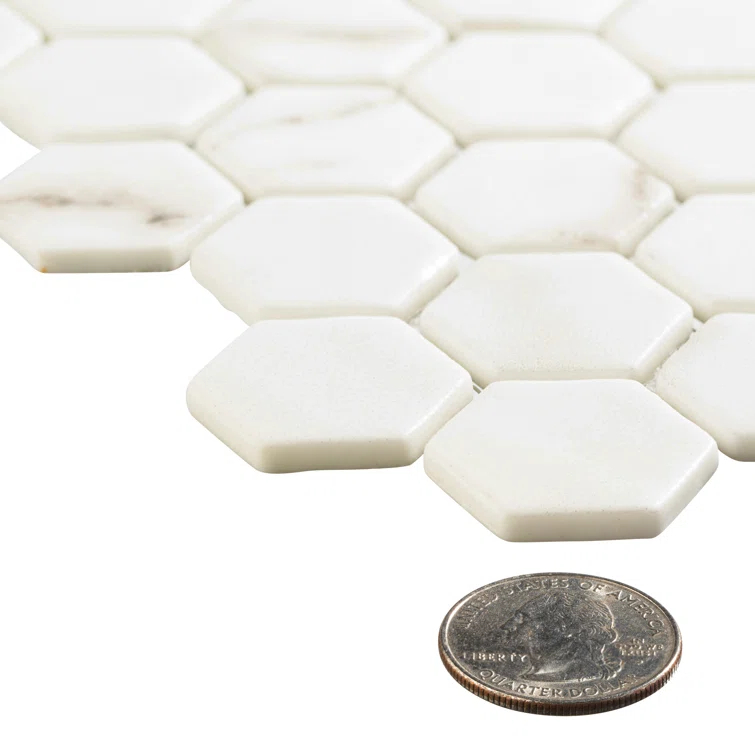Trillions Hexagon Honeycomb Glass Mosaic Kitchen Backsplash, Bathroom, Shower, Pool, Wall and Floor Tile