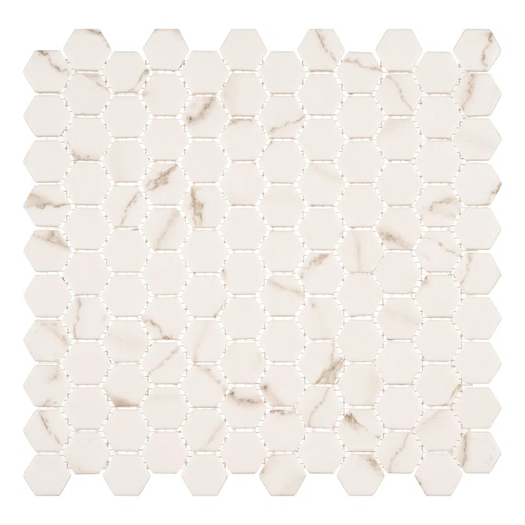 Trillions Hexagon Honeycomb Glass Mosaic Kitchen Backsplash, Bathroom, Shower, Pool, Wall and Floor Tile