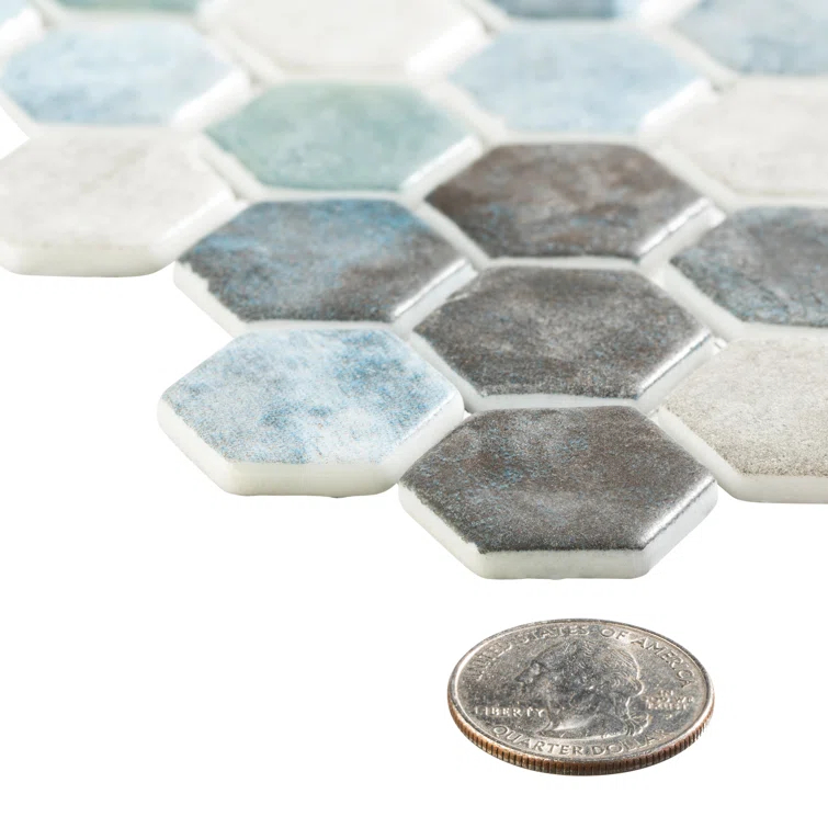 Trillions Hexagon Honeycomb Glass Mosaic Kitchen Backsplash, Bathroom, Shower, Pool, Wall and Floor Tile