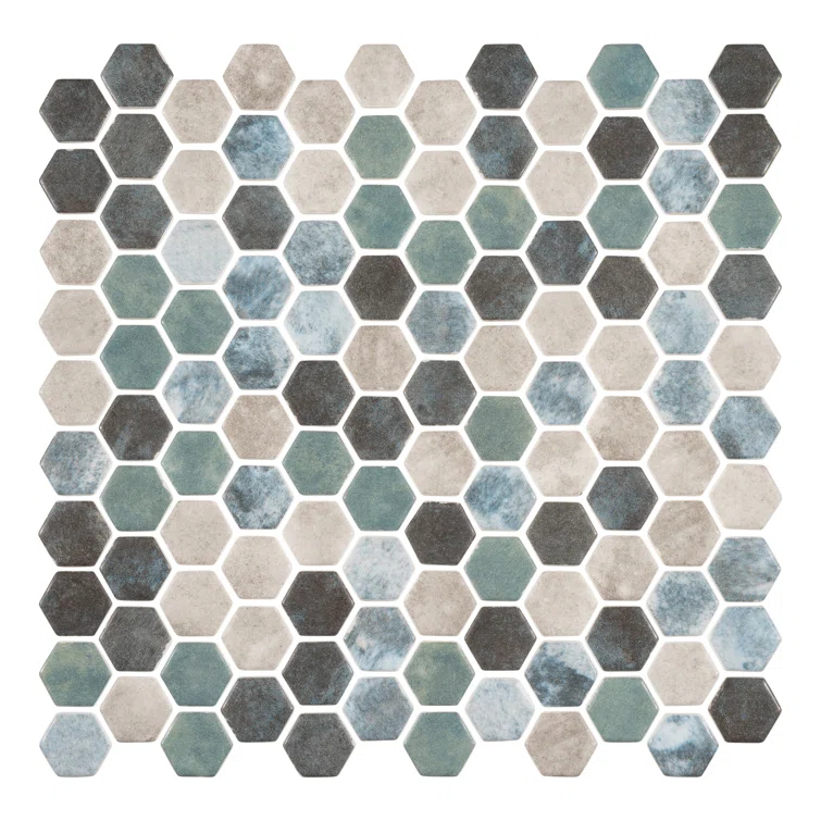 Trillions Hexagon Honeycomb Glass Mosaic Kitchen Backsplash, Bathroom, Shower, Pool, Wall and Floor Tile