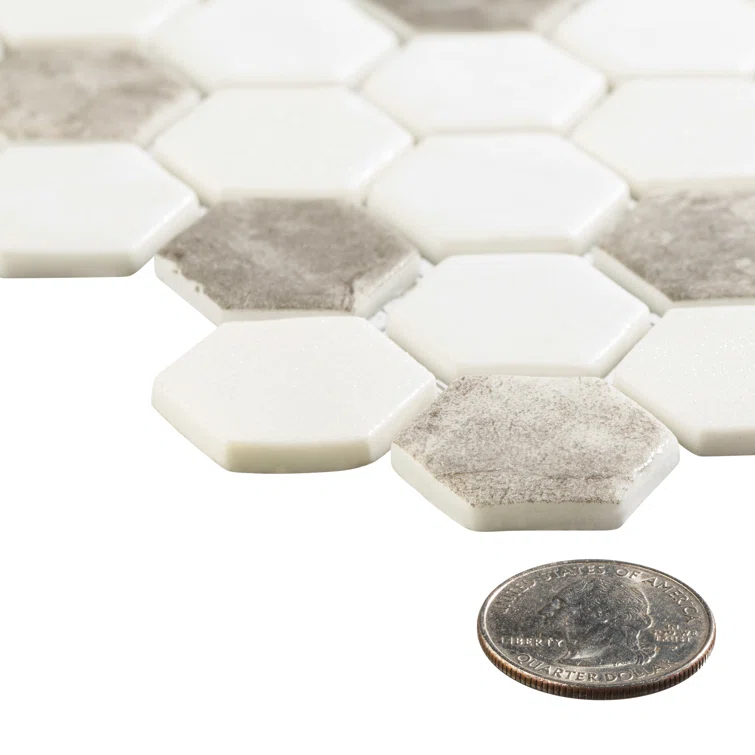 Trillions Hexagon Honeycomb Glass Mosaic Kitchen Backsplash, Bathroom, Shower, Pool, Wall and Floor Tile
